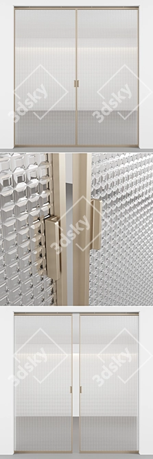 Embossed Glass Sliding Doors Kit 3D model image 2