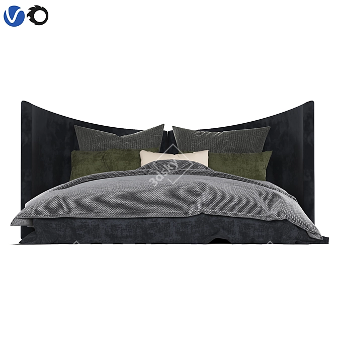 Luxury Tufty Bed: 200*180 CM 3D model image 3