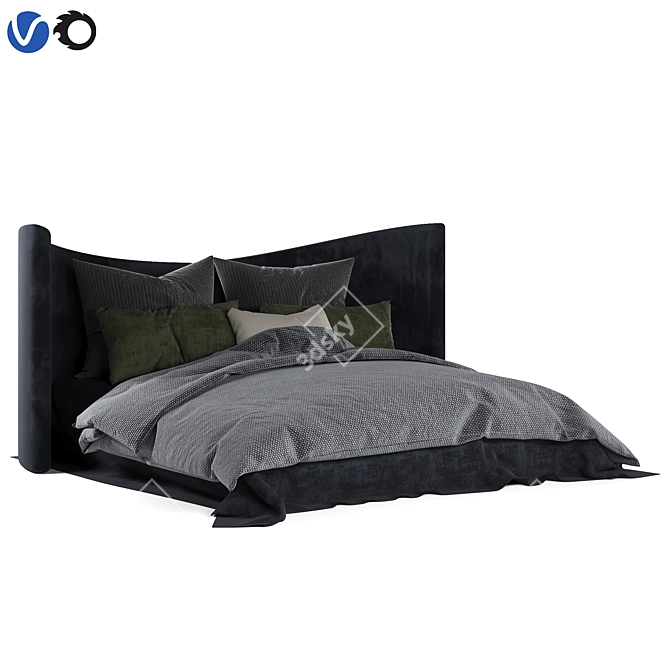 Luxury Tufty Bed: 200*180 CM 3D model image 4