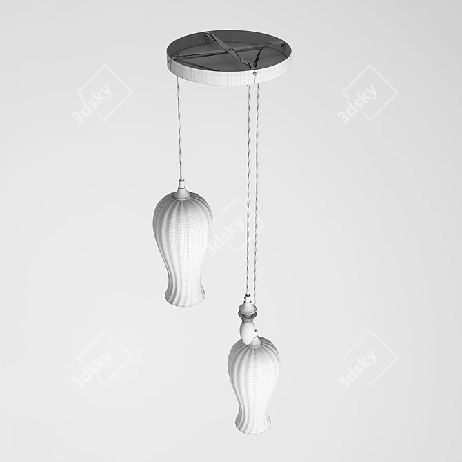 Title: Elegant Glass Lantern Pendant Light 3D model image 6