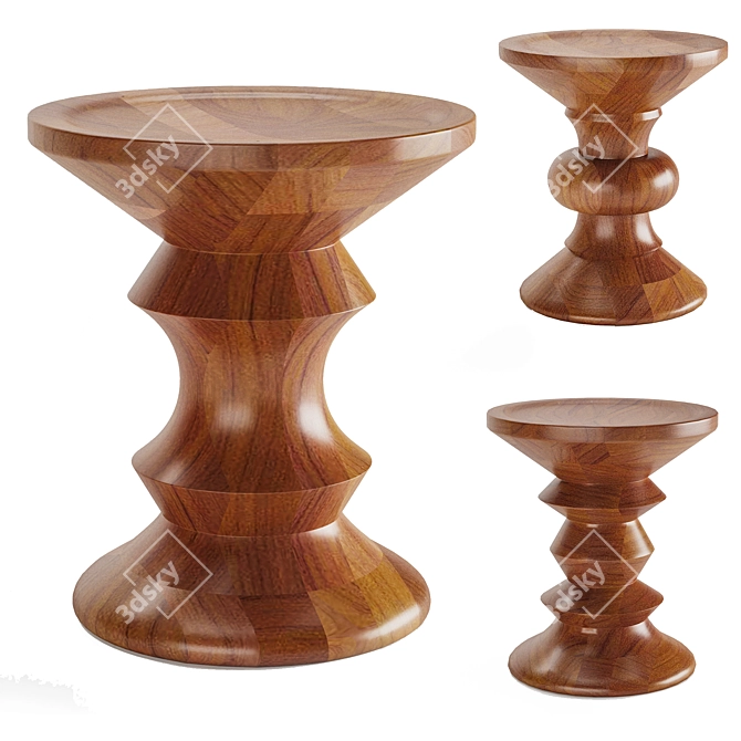 Elegant Eames Walnut Stool 3D model image 3