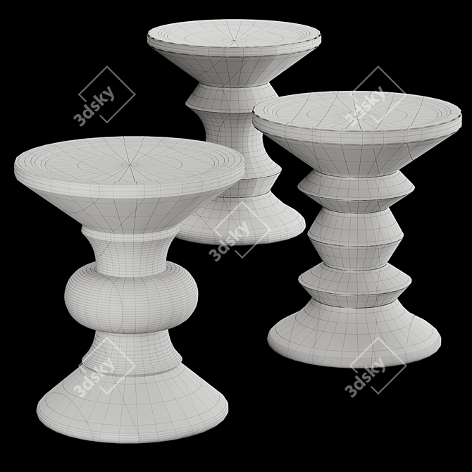 Elegant Eames Walnut Stool 3D model image 4