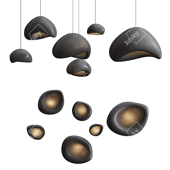 Sculpted Ceramic Pendant Lights 3D model image 3