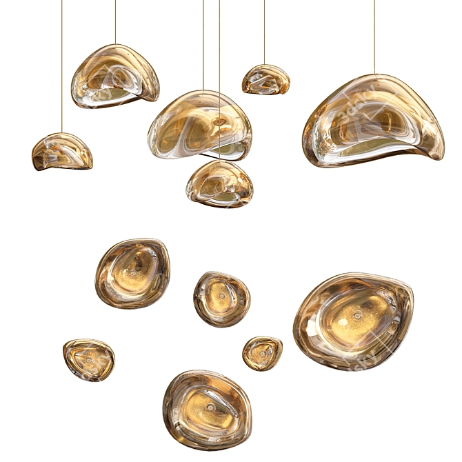 Sculpted Ceramic Pendant Lights 3D model image 6