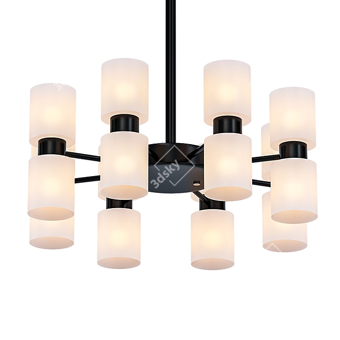 Sleek Black Coated Chandelier 3D model image 1