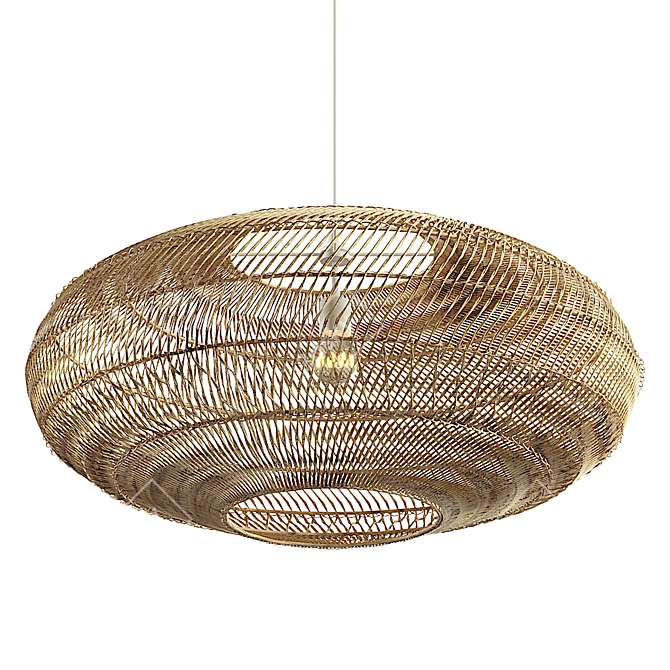 Rattan Chandelier Set: Stylish and Sustainable 3D model image 2