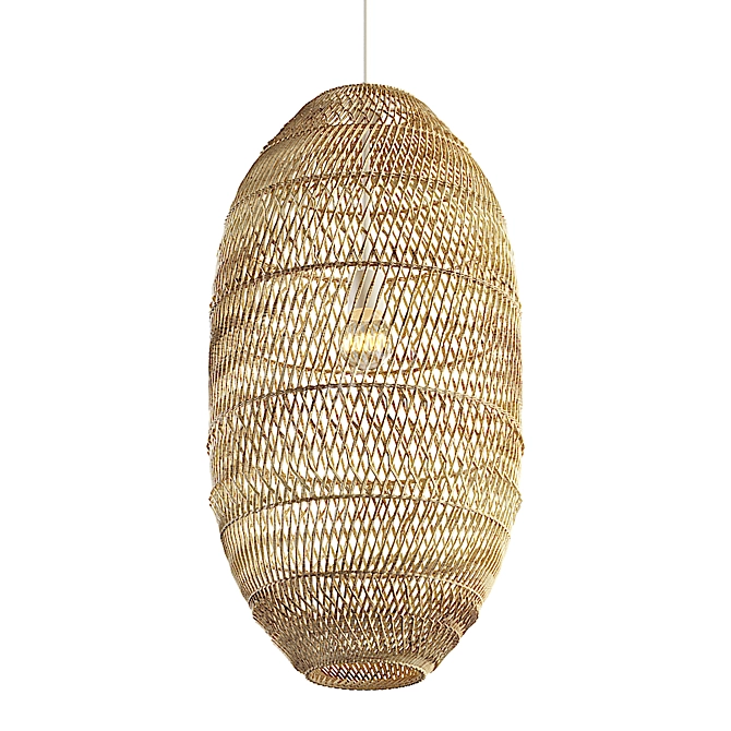 Rattan Chandelier Set: Stylish and Sustainable 3D model image 4