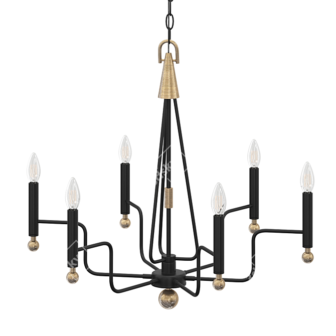 Elegant Baxley 6-Light Chandelier 3D model image 1