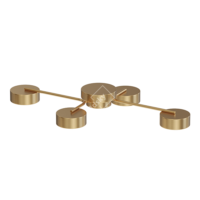 Title: Brass Disc LED Ceiling Light 3D model image 2