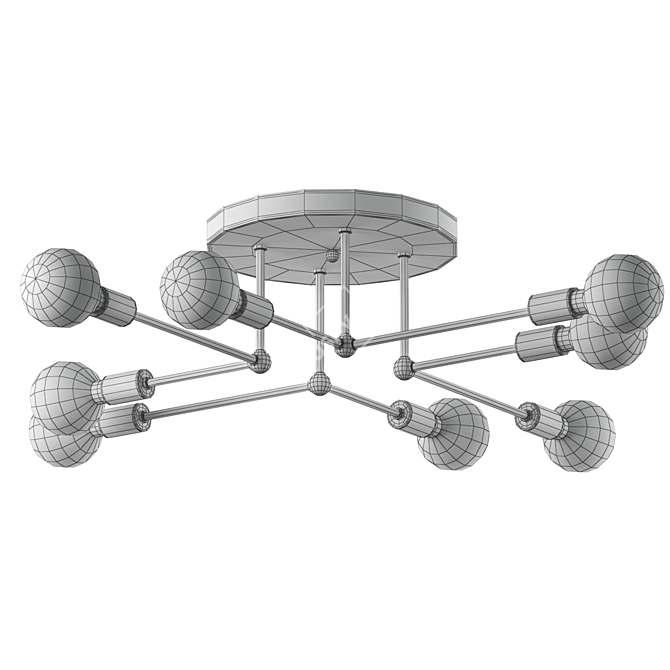 Title: Contemporary 8-Light Metal Chandelier 3D model image 2