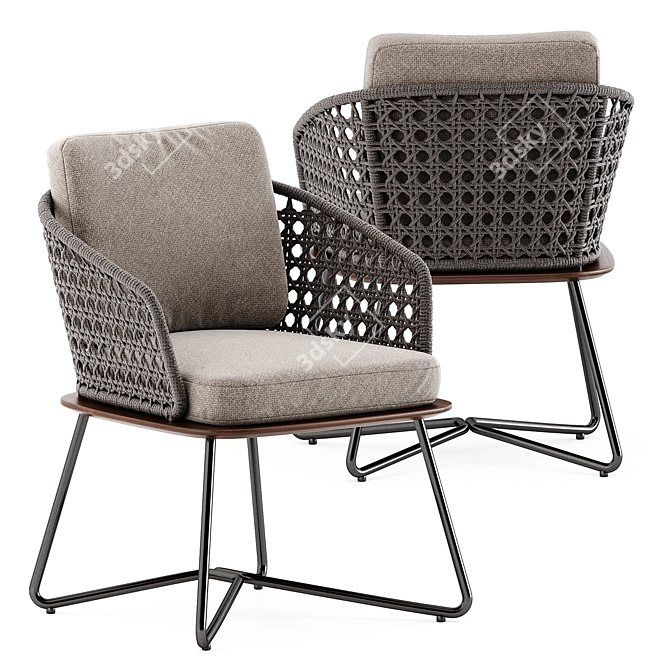 Stylish Comfort: Rivera Little Armchair by Minotti 3D model image 7