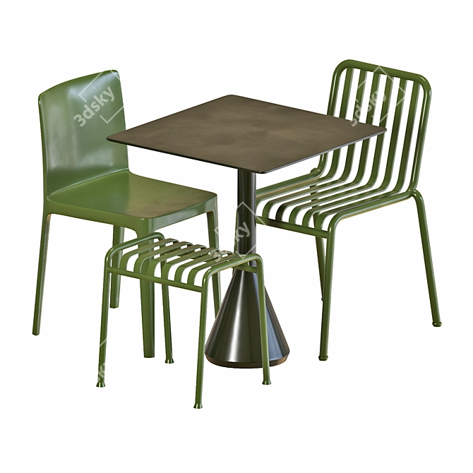 Modern Hay 5-Piece Table Set 3D model image 1