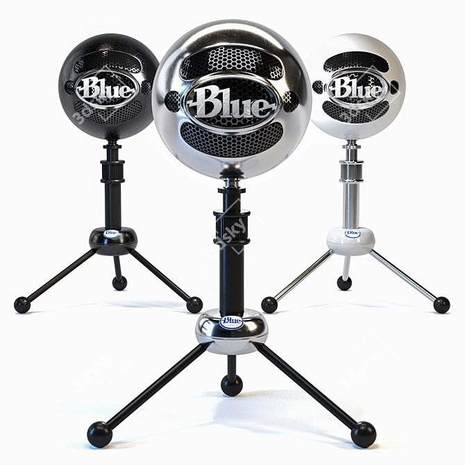 Sleek Blue Snowball Microphone 3D model image 1