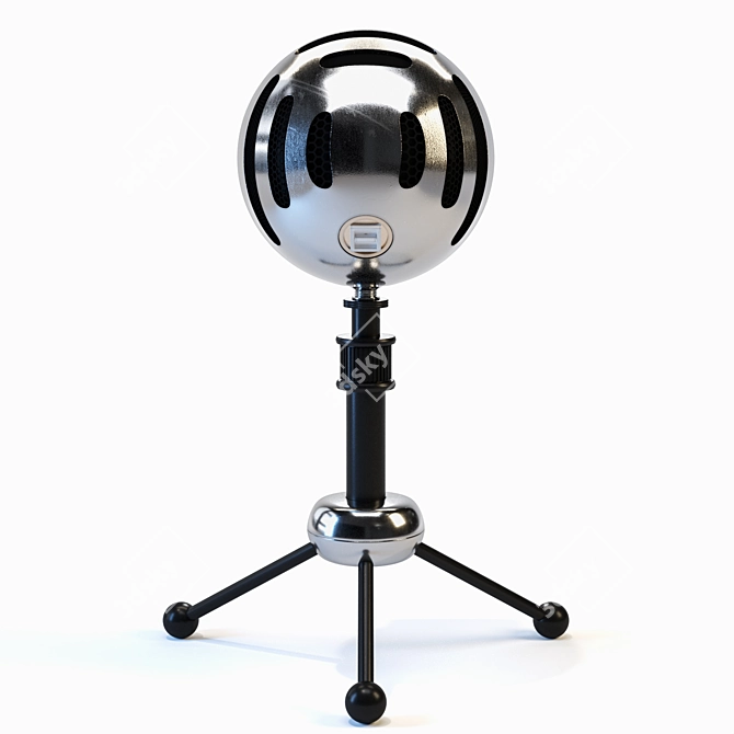 Sleek Blue Snowball Microphone 3D model image 5