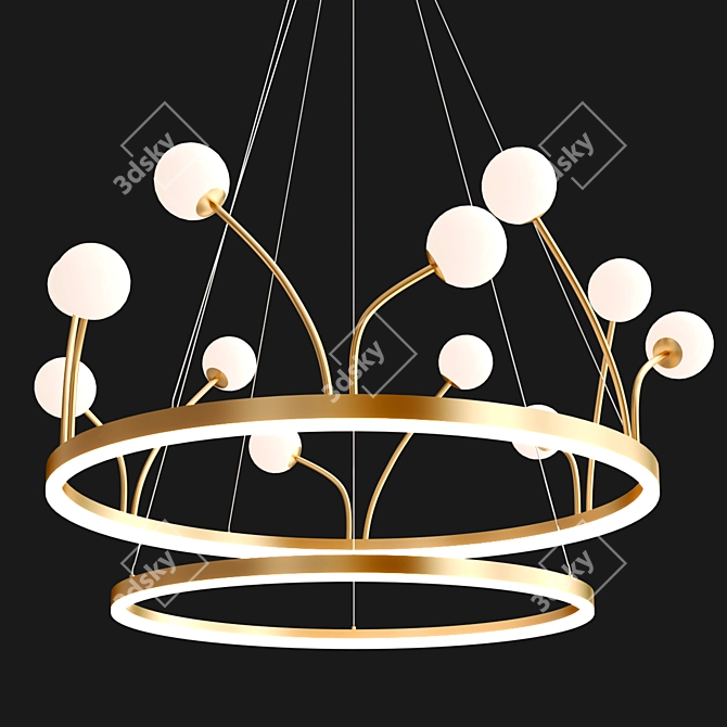 Vintage Brass LED Chandelier 3D model image 1