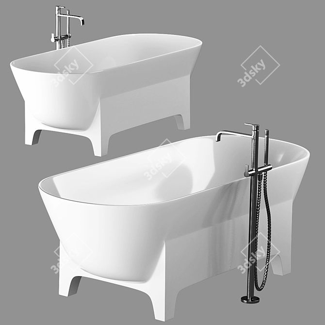 LIVA Free-Standing Bathtub: Elegant and Luxurious 3D model image 4