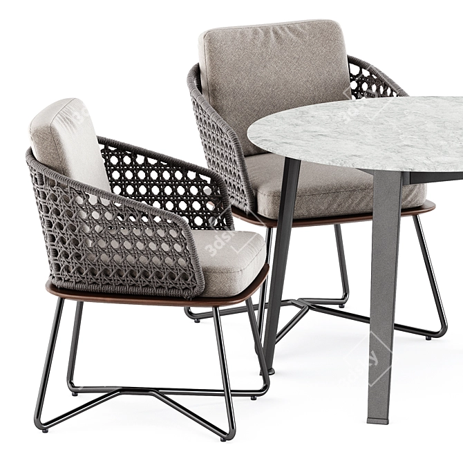 Elegant Rivera Armchair & Ginepro Outdoor Table 3D model image 2