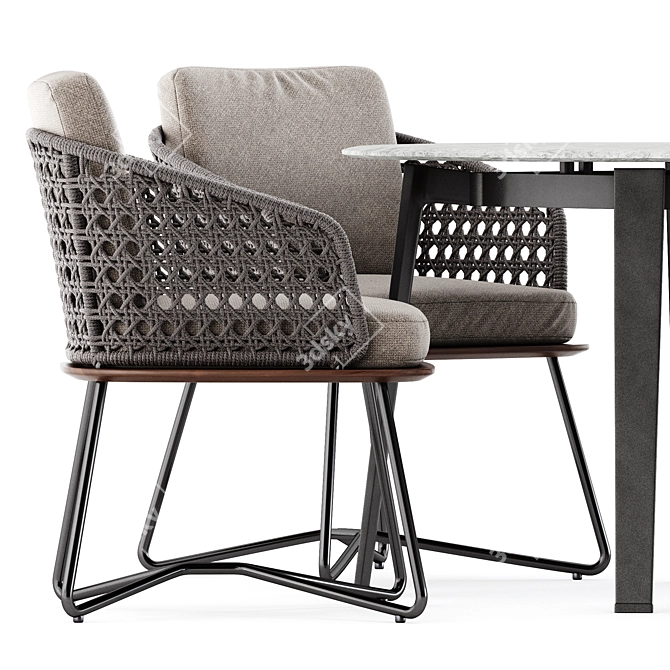 Elegant Rivera Armchair & Ginepro Outdoor Table 3D model image 3
