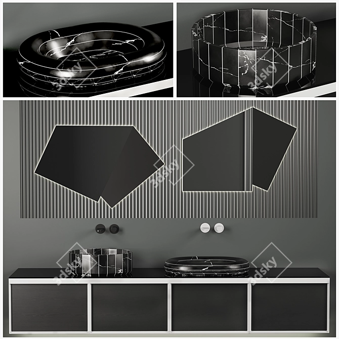 Antonio Lupi Bemade Set: Nero Marquinia Vanity with Mirror 3D model image 1