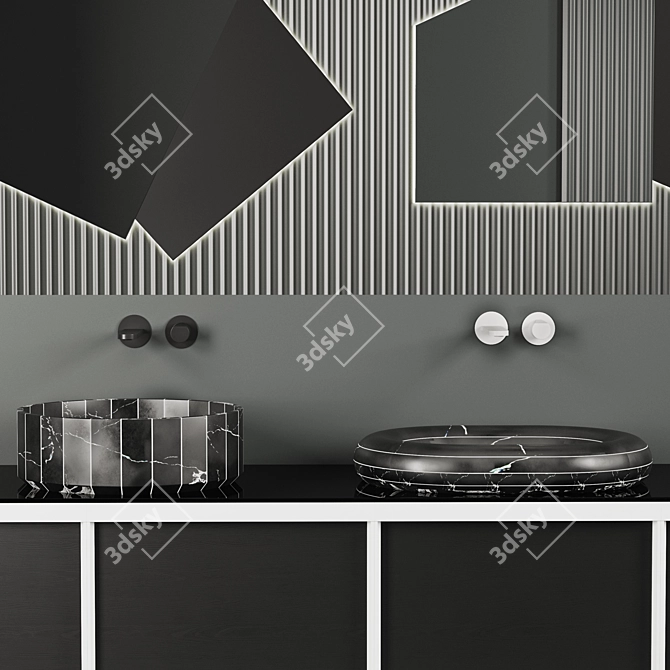 Antonio Lupi Bemade Set: Nero Marquinia Vanity with Mirror 3D model image 3