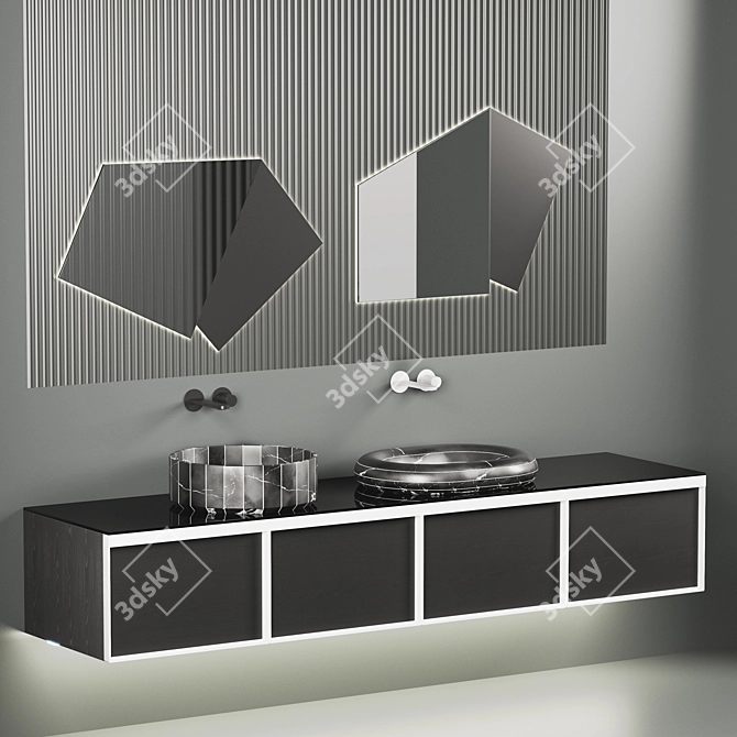 Antonio Lupi Bemade Set: Nero Marquinia Vanity with Mirror 3D model image 6