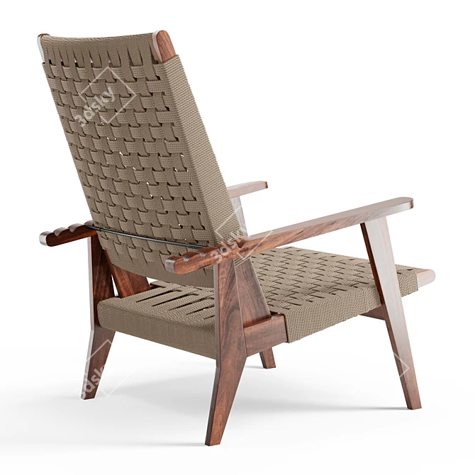 Natural Jute Tilly Chair: Adjustable, Stylish, and Textural 3D model image 3