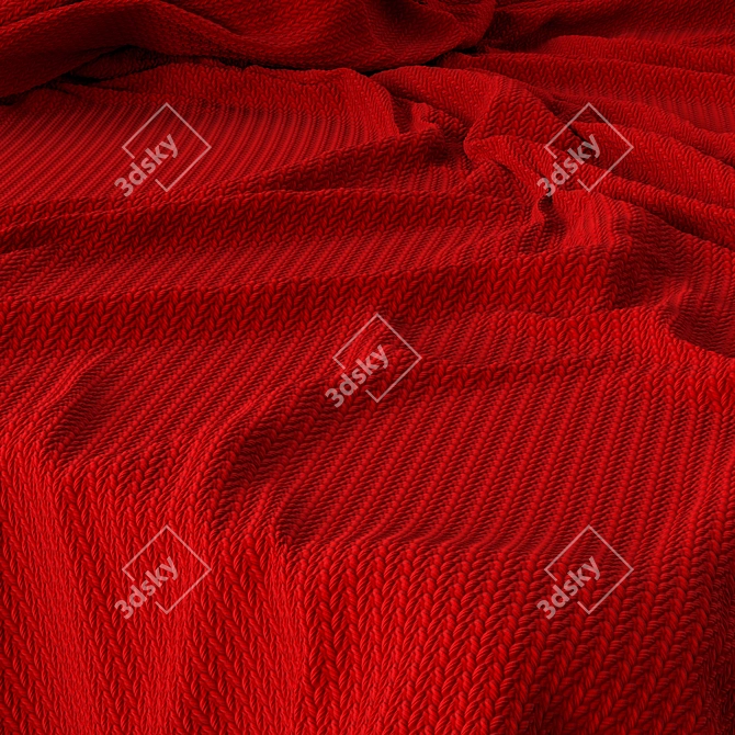 Red Wool PBR Fabric Texture 3D model image 1