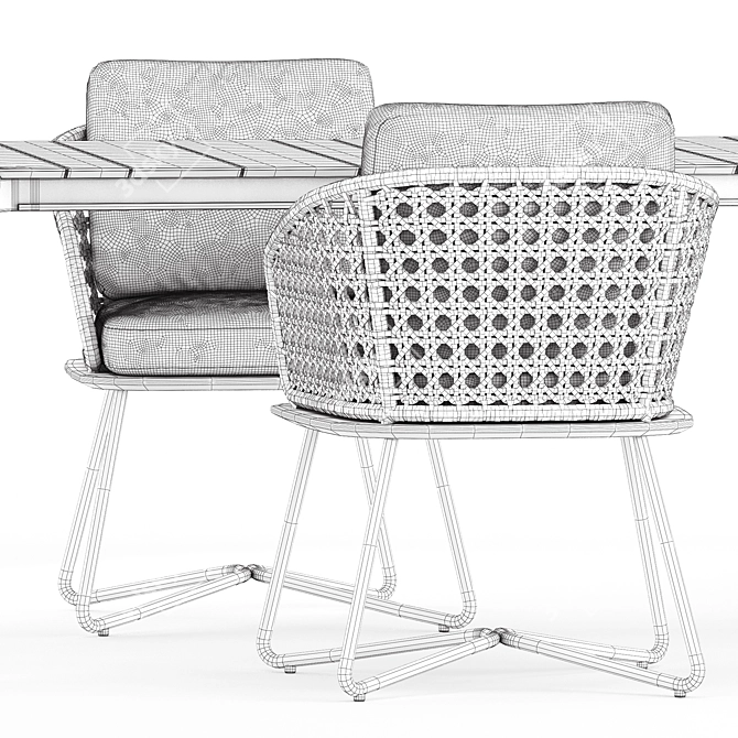 Elegant Rivera Armchair & Iconic Dining Table 3D model image 5