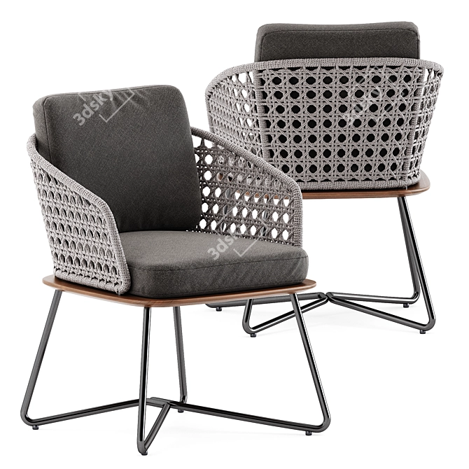 Elegant Pair: Rivera Armchair & Ellisse Table 3D model image 4