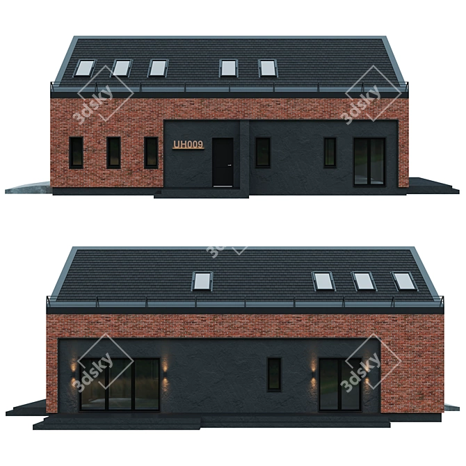 Modern Barnhouse Design 3D model image 2