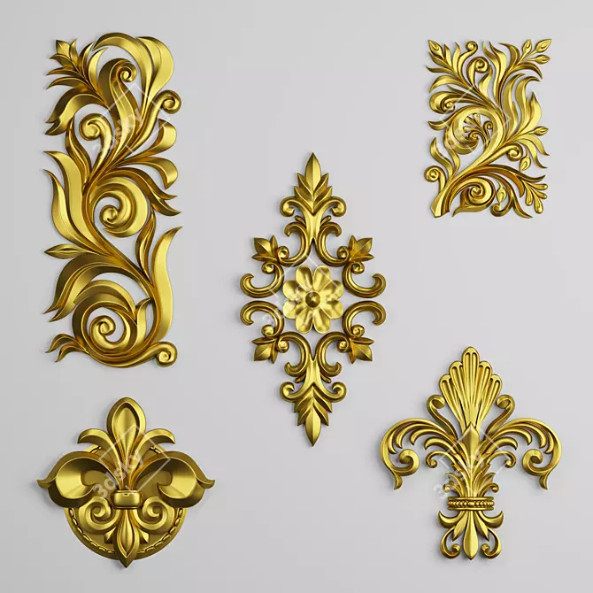 Elegant Stucco Decor Set 3D model image 1