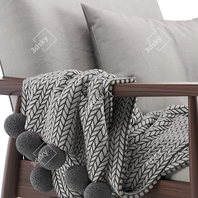 Mid Century Gray Accent Armchair 3D model image 2