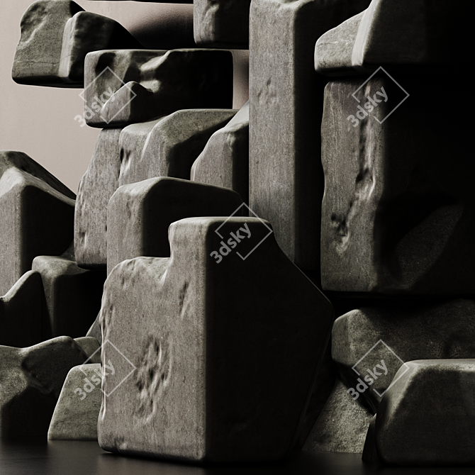 Smooth Stone Blocks - Decorative N1 3D model image 5