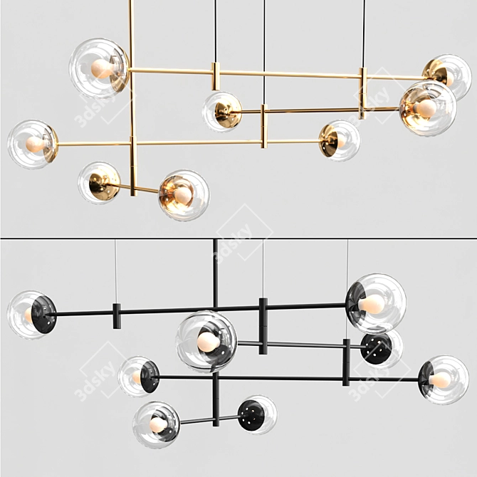 Gilded Glass Chandelier 3D model image 1