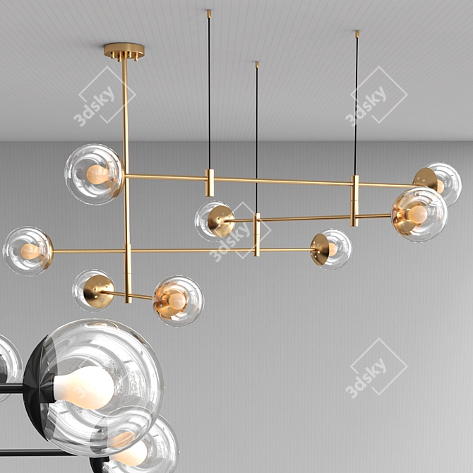 Gilded Glass Chandelier 3D model image 3