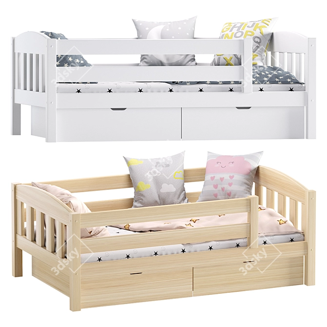 Ernie Children's Bed with Side Drawers 3D model image 5