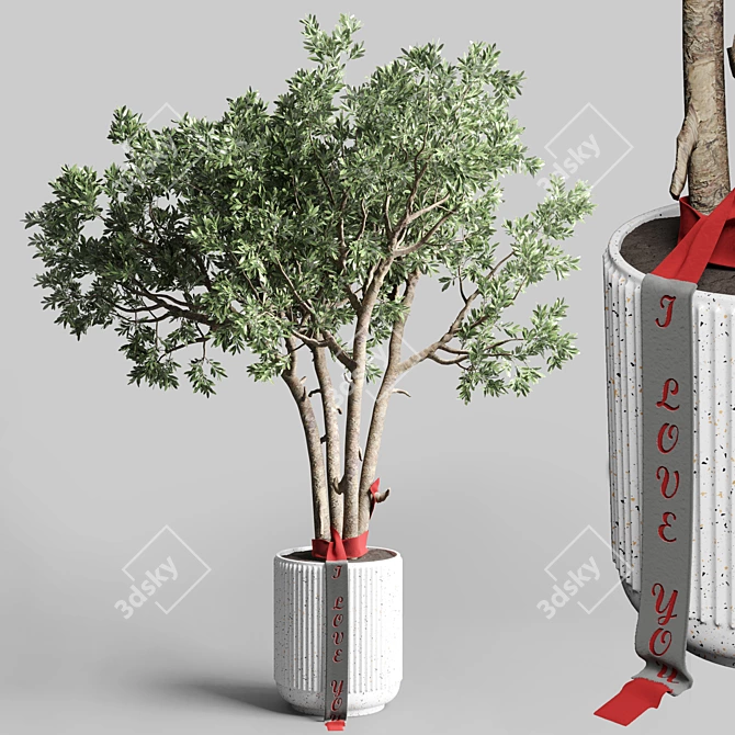 Friendship-Love Tree: Concrete Vase 3D model image 1