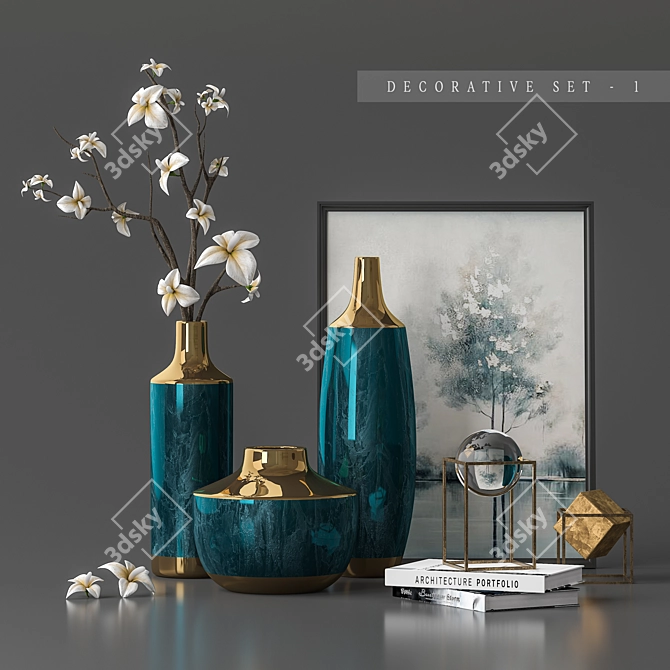 Elegant Home Decor Set 3D model image 1