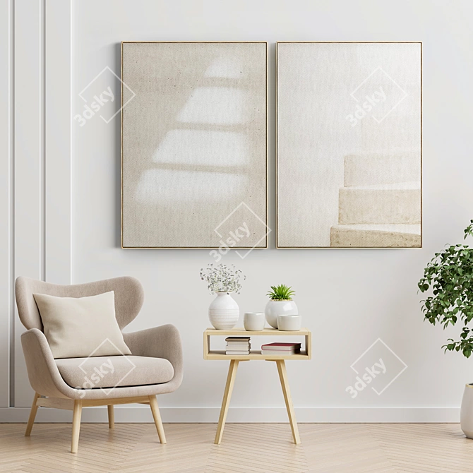  Modern Abstract Frame Set - 2 Designs, 5 Materials 3D model image 2