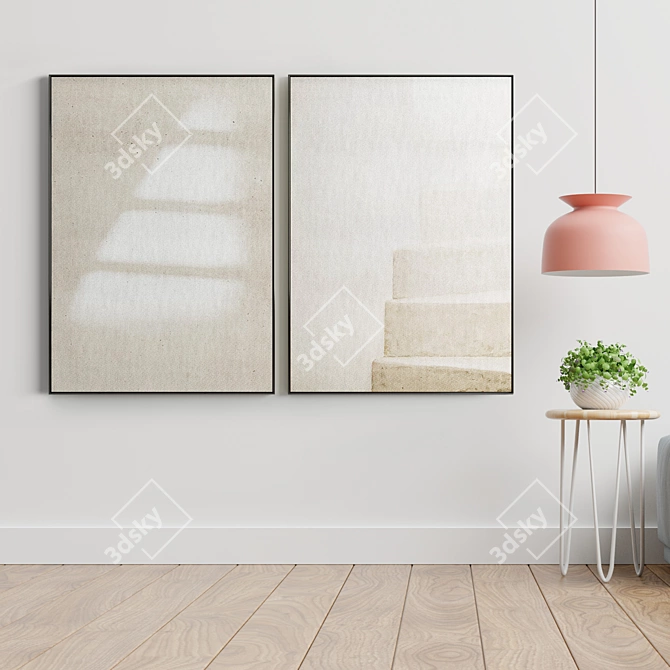  Modern Abstract Frame Set - 2 Designs, 5 Materials 3D model image 3