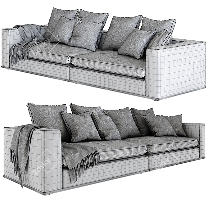 Elegant Minotti Powell 4 Sofa 3D model image 3