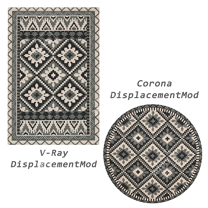 Versatile Rug Set: 8 Designs incl. VRayFur & Displacement Mods 3D model image 2