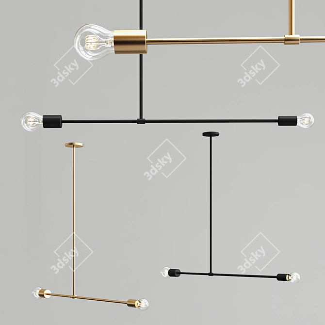 Sleek Minimalist Barbell Pendant 3D model image 1