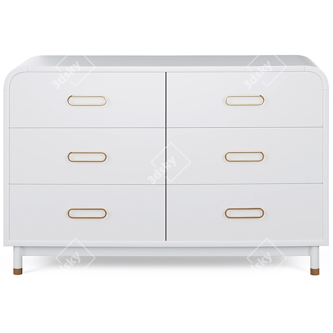 Kids Arlo White & Gold Dresser: Elegant Storage Solution 3D model image 2
