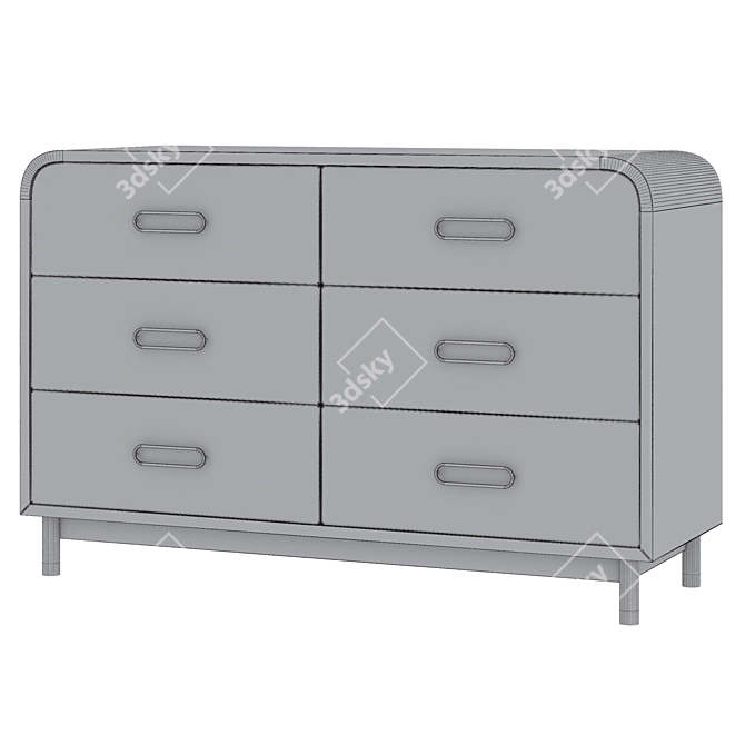 Kids Arlo White & Gold Dresser: Elegant Storage Solution 3D model image 3