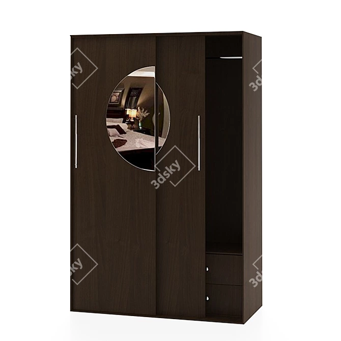 Sleek Brown Wardrobe Unit 3D model image 2