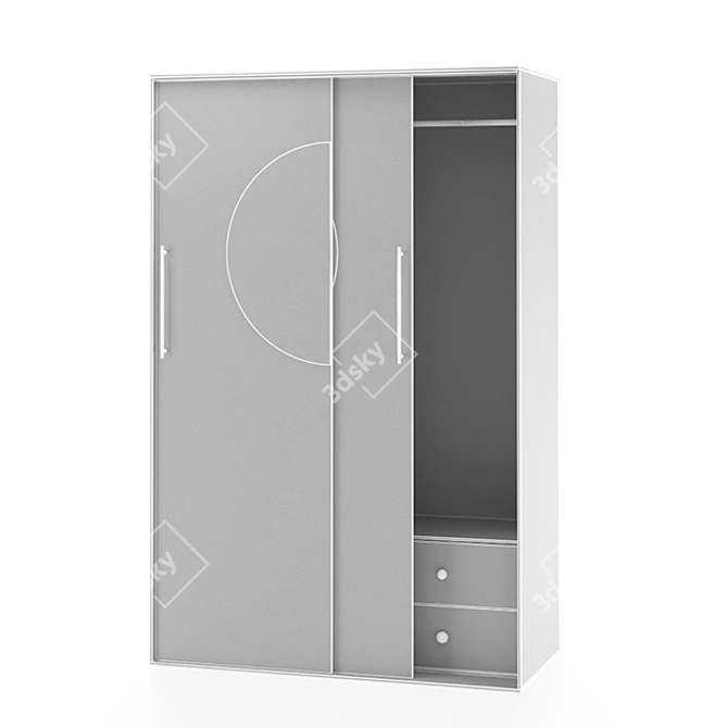 Sleek Brown Wardrobe Unit 3D model image 3