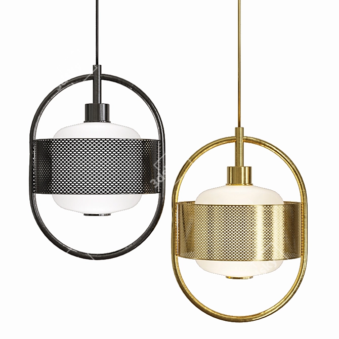 Elegant Pendant Lamps in Black & Gold 3D model image 2