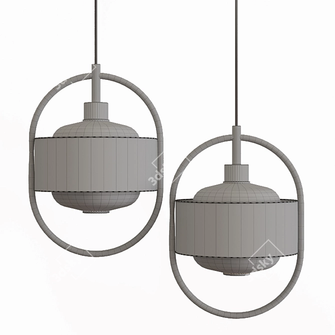 Elegant Pendant Lamps in Black & Gold 3D model image 3