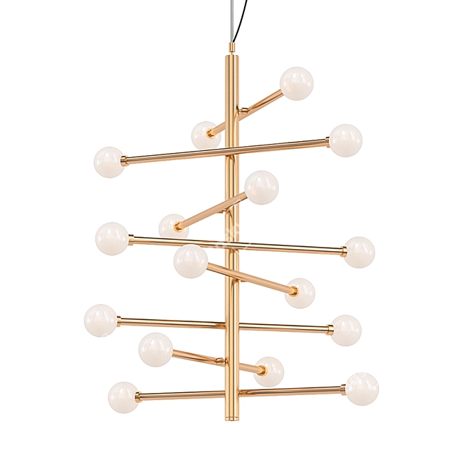 Elegant Brass Pendant Chandelier 3D model image 1